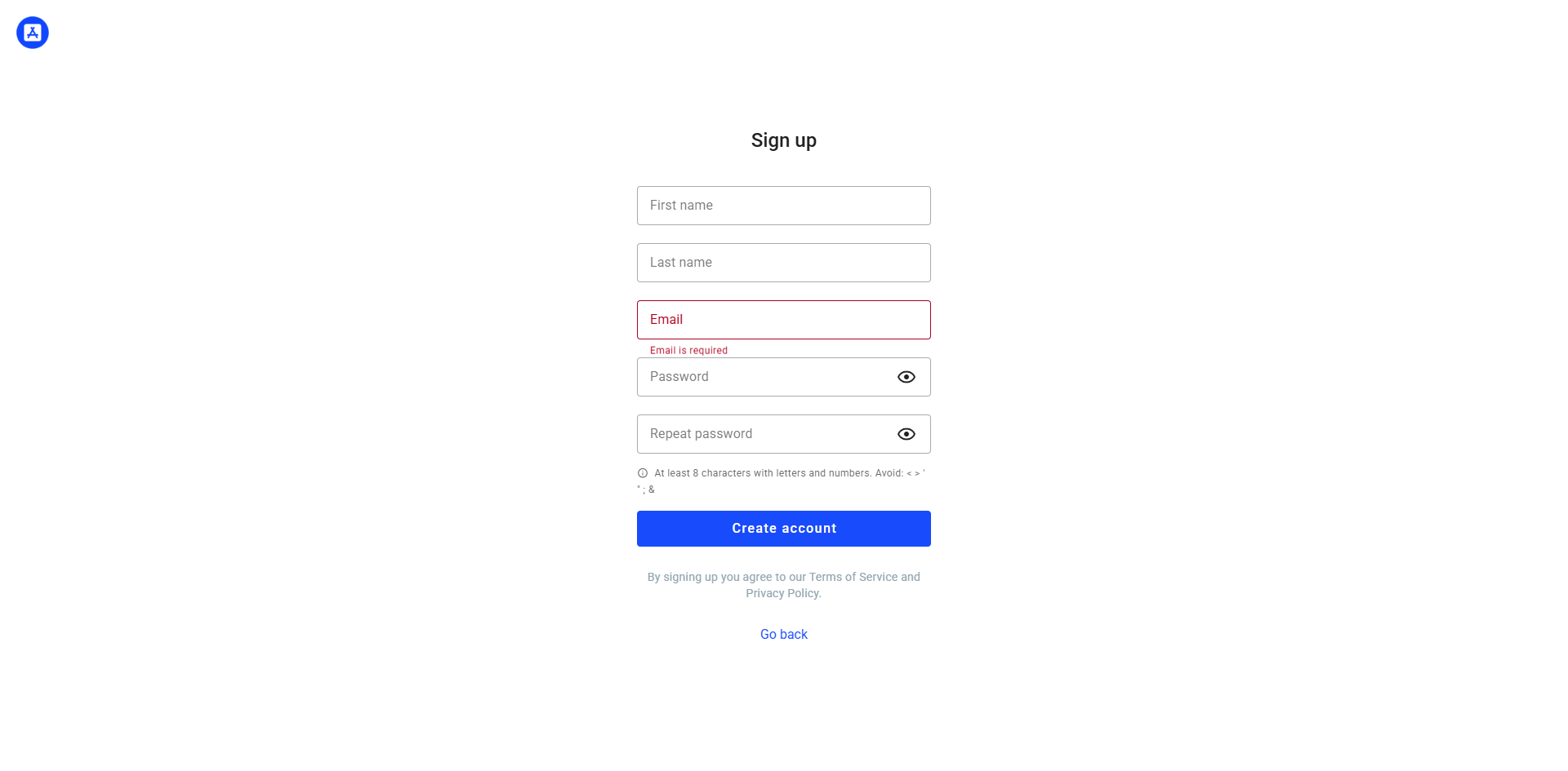 Sign Up Screen